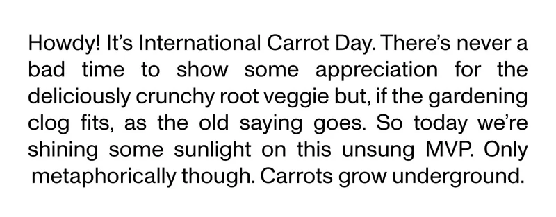 Howdy! It's International Carrot Day.