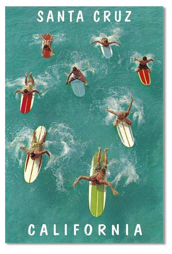 Surfers from Above Santa Cruz California