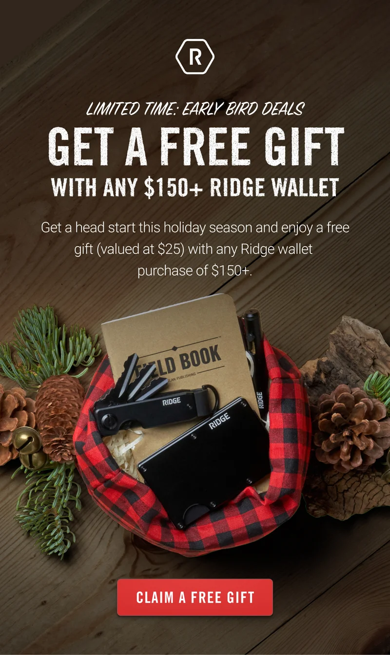 Get a FREE Gift with any $150+ Ridge Wallet