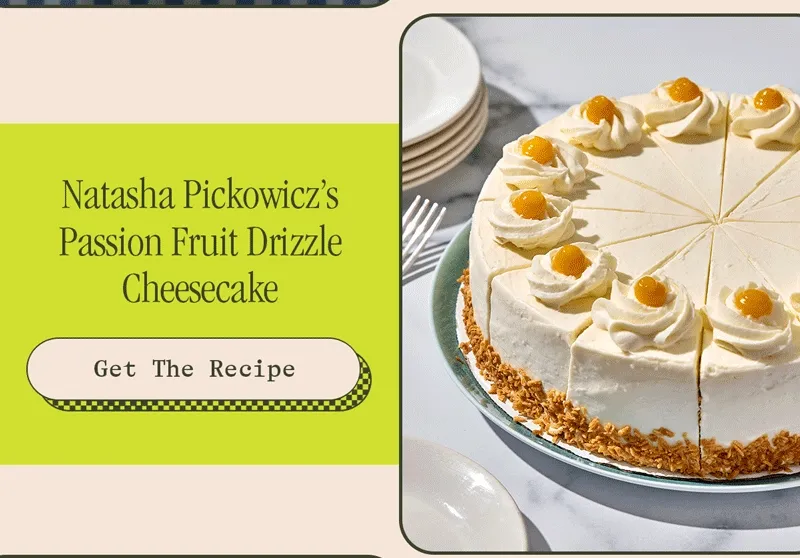 natasha pickowicz's passion fruit drizzle cheesecake