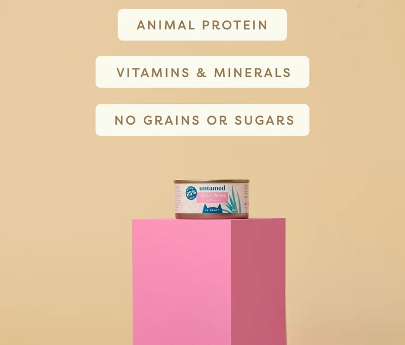 Animal protein, vitamins & minerals, no grains or sugars