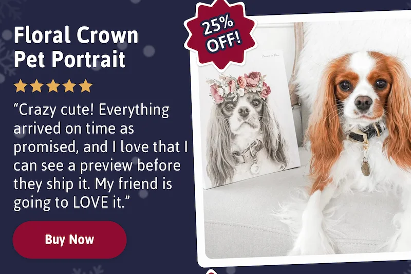 Floral Crown Pet Portrait - "Crazy cute! Everything arrived on time as promised, and I love that I can see a preview before they ship it. My friend is going to LOVE it."