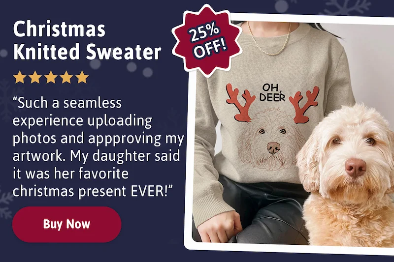 Christmas Knitted Sweater - "Such a seamless experience uploading photos and approving my artwork. My daughter said it was her favorite christmas resent EVER!"
