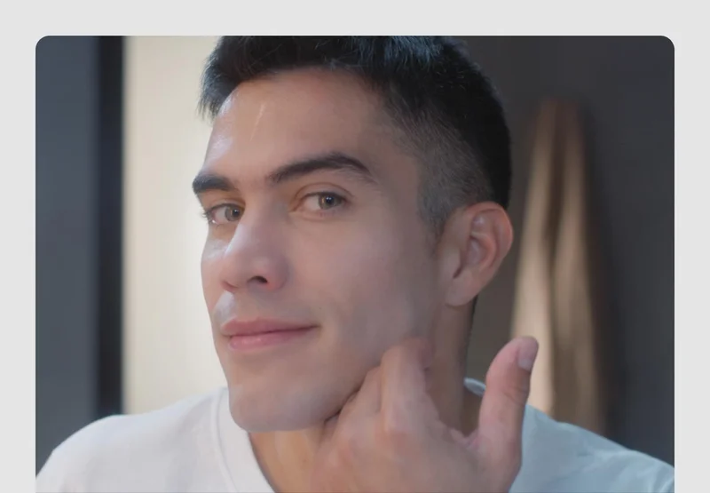 Man touching his smooth-shaven face