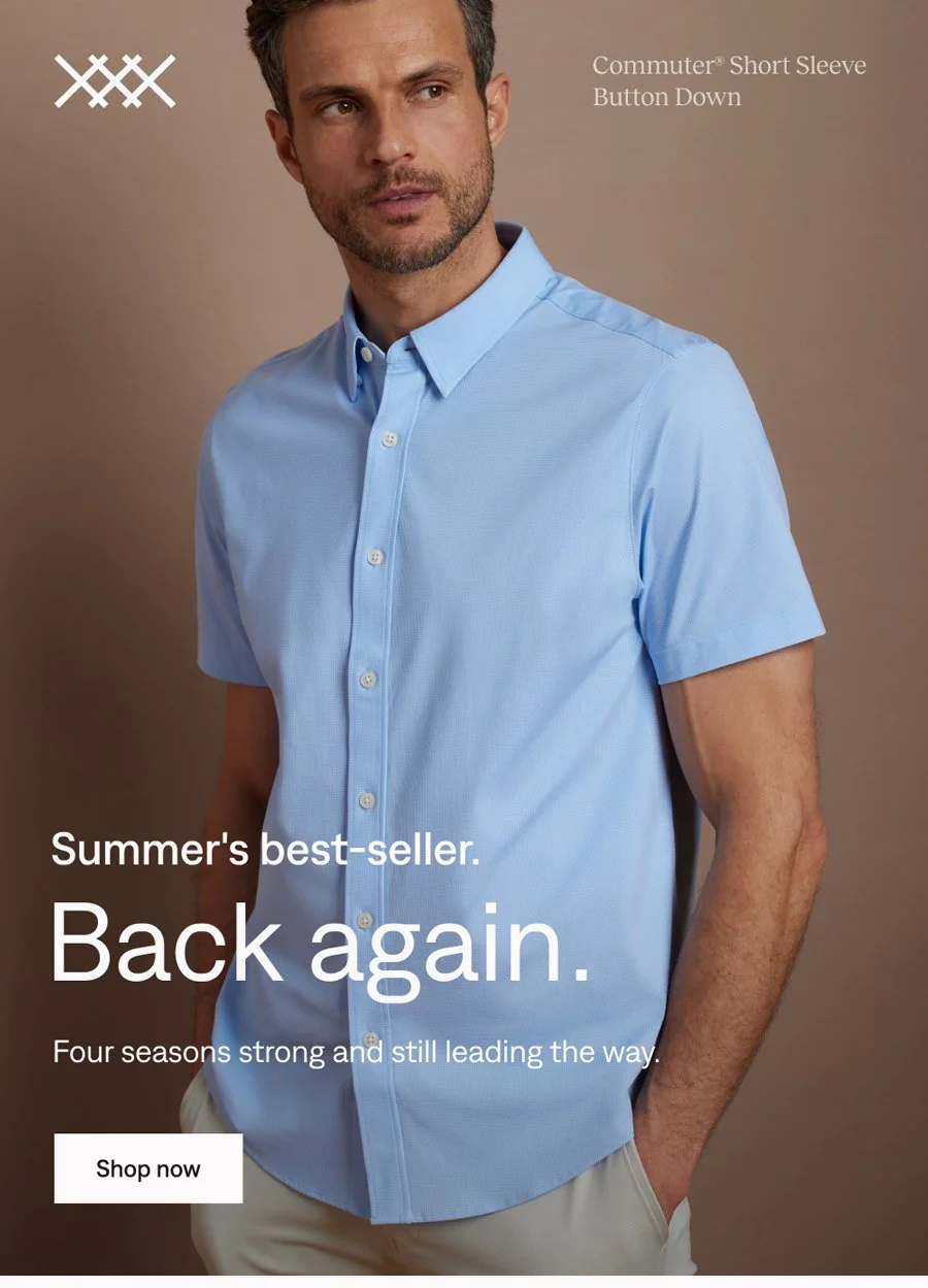 Back again: Commuter® Short Sleeve Button Down