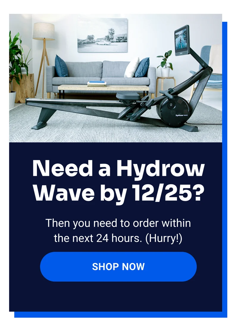 Need a Hydrow Wave by 12/25? Then you need to order within the next 24 hours. (Hurry!). Shop Now.