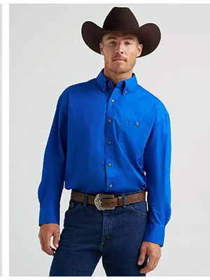 Men's George Strait & Wrangler® National Patriot™ Button Down Solid Shirt