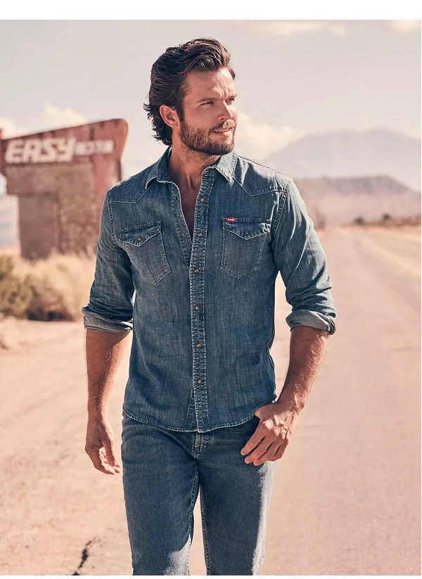 Men's Denim Western Snap Shirt