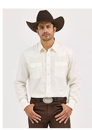 Wrangler® Western Long Sleeve Western Snap Dobby Stripe Shirt