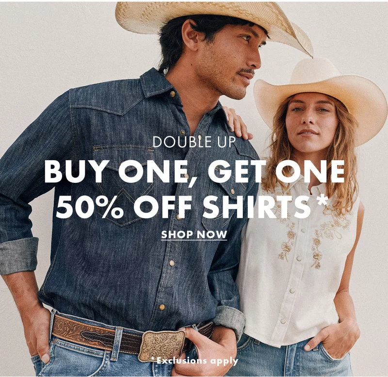 Double Up Buy One, get One 50% Off Shirts* Shop Now * Exclusion apply