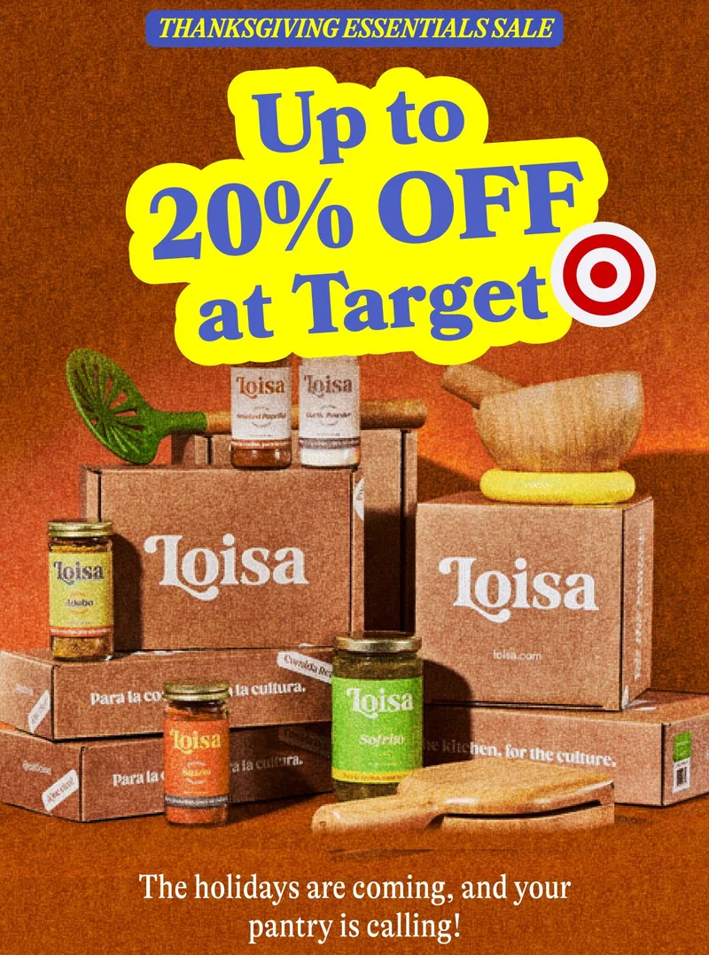 THANKSGIVING ESSENTIALS SALE Up to 20% Off at Target The holidays are coming, and your pantry is calling!