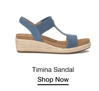 A side view of the Timina Sandal in blue.