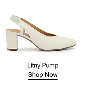 A side view of the Litny Pump in Chalk leather.