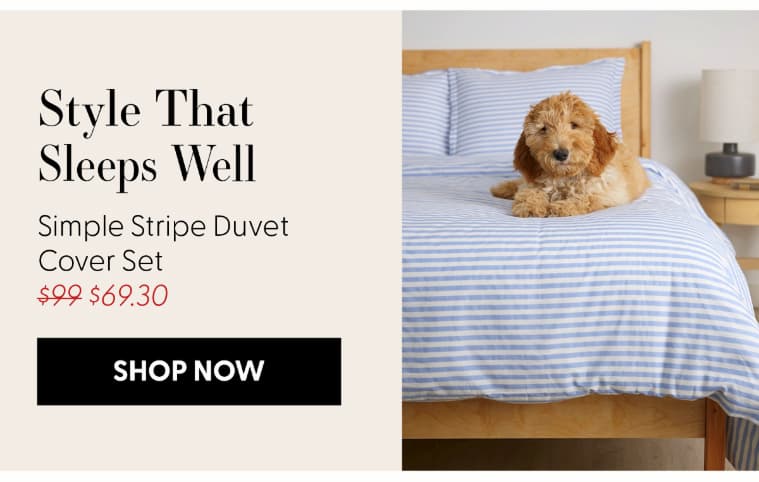 Simple Stripe Brushed Cotton Duvet Cover Set