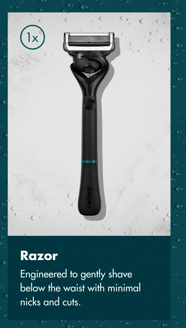 1 Razor - Engineered to gently shave below the waist with minimal nicks and cuts.