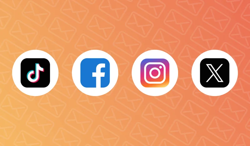 TikTok, Facebook, Instagram, and X icons
