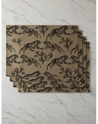 Tiger Linen Placemats (Set of 4) by Sarah Sherman Samuel-Sand
