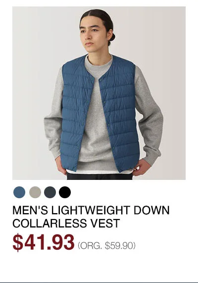 Shop Men's Lightweight Down Collarless Vest