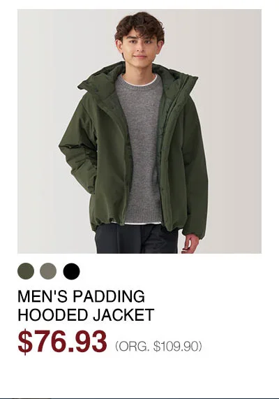 Shop Men's Padding Hooded Jacket