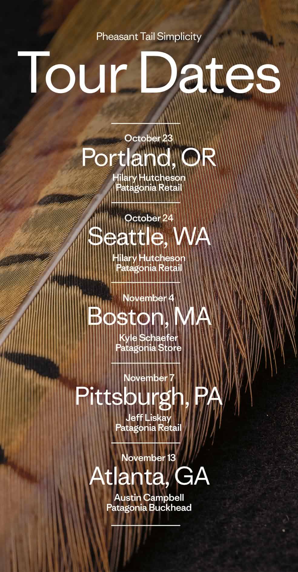 Pheasant Tail Simplicity Tour Dates