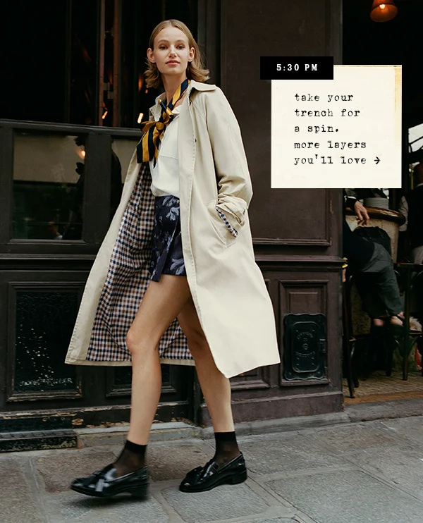 take your trench for a spin. more layers you'll love