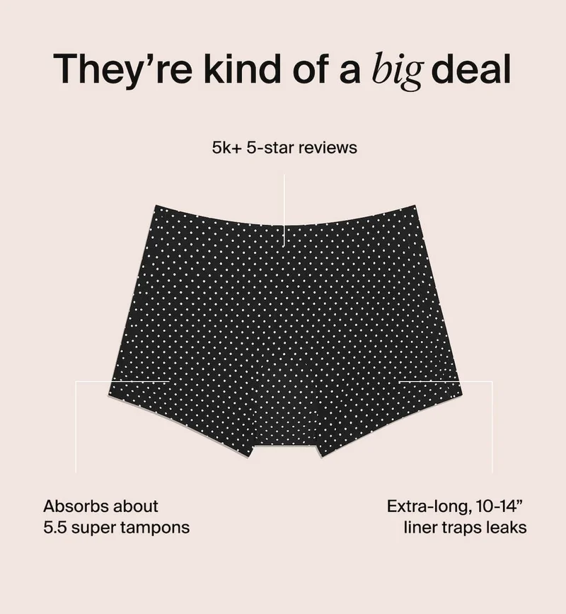 They're kind of a big deal. 5K+ 5 star reviews. Absorbs about 5.5 super tampons. Extra long, 10-14" liner traps leaks