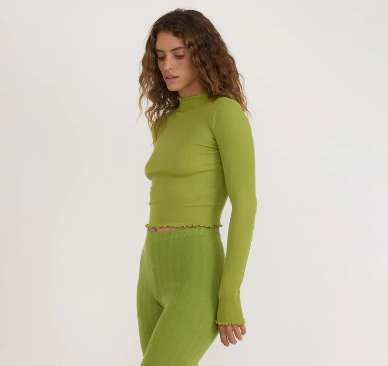 Core Rib Mock Neck Long Sleeve Tee