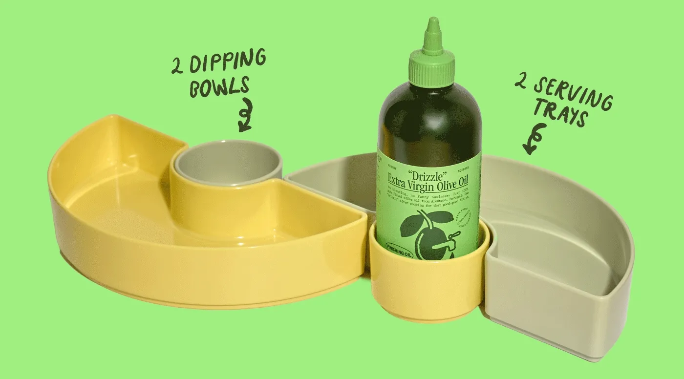 2 serving trays 2 dipping bowls