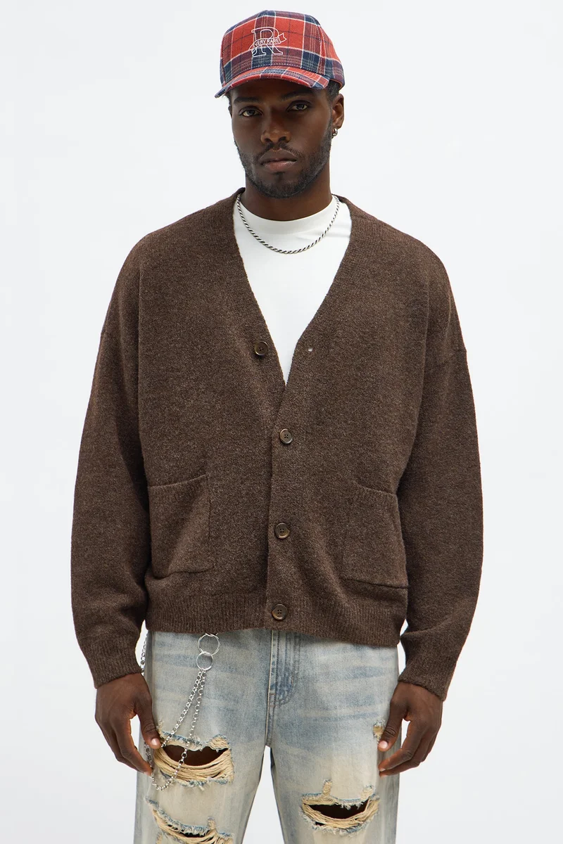 Image of Cropped Harbor Ash Cardigan - Brown