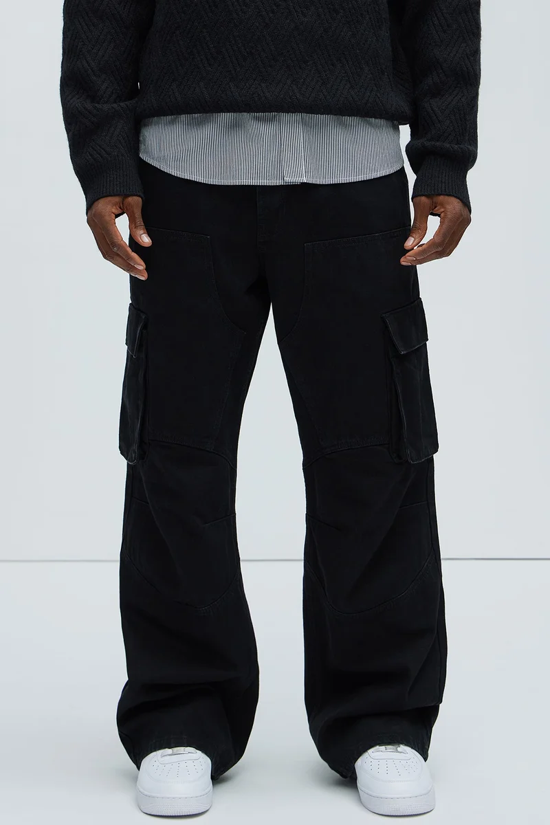 Image of Micah Baggy Moto Jeans - Black