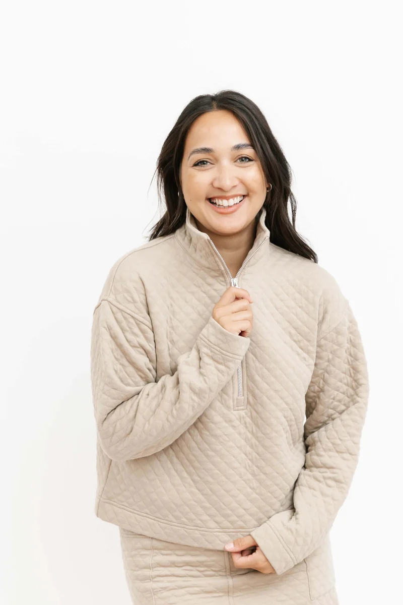 Image of Finley Long Sleeve Top in Natural Beige