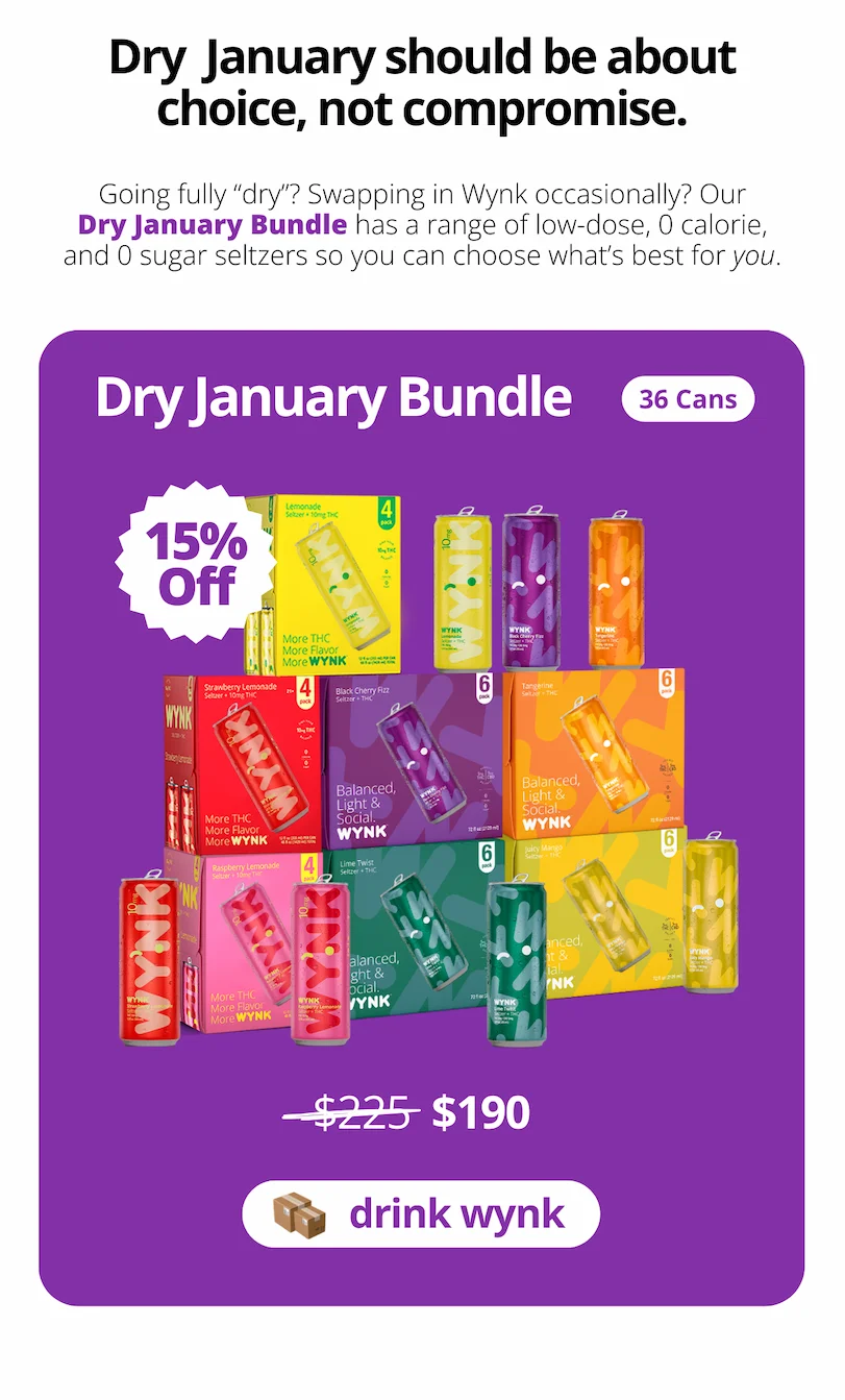 Dry Jan should be about choice, not compromise. Our Dry January bundle has a range of low-dose, 0-calorie, and 0-sugar seltzers so you can choose what's best for *you*. {Shop the Dry January Bundle for 15% Off)