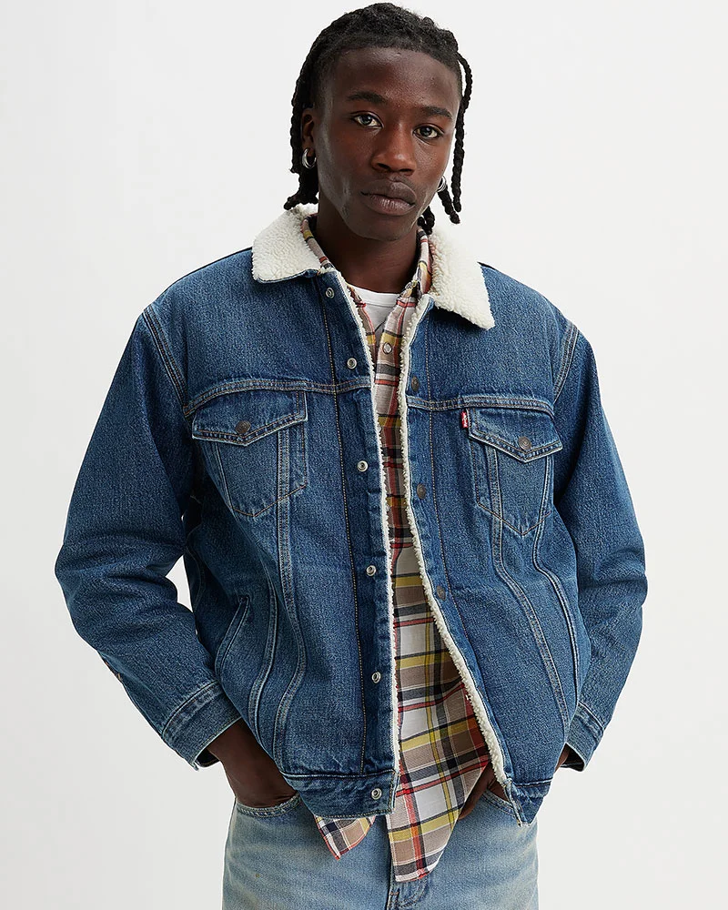 SHOP RELAXED FIT SHERPA TRUCKER JACKET