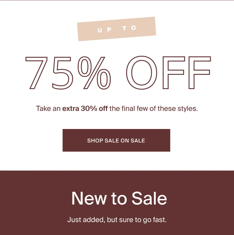 Sale on Sale - Save up to 75% on markdowns