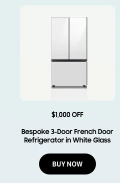 $1,000 OFF - Bespoke 3-Door French Door Refrigerator in White Glass - BUY NOW