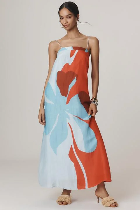 Significant Other Edith Linen Blend Maxi Dress