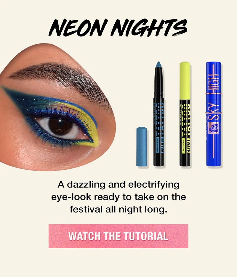 Neon Lights Eye Look with Color Tattoo Eye Stix and Lash Sensational Sky High Mascara!