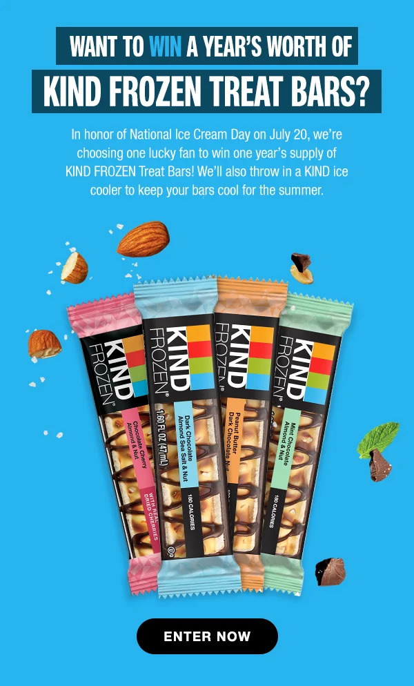 want to win a year's worth of KIND Frozen Treat Bars?