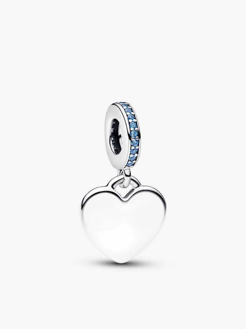 Engravable Heart Blue Stone Dangle Charm