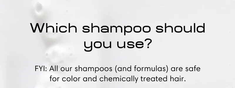 Which shampoo should you use? | FYI: All our shampoos (and formulas) are safe for color and chemically treated hair.