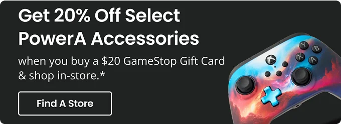 Get 20% Off Select PowerA Accessories when you buy a $20 GameStop Gift Card & shop in-store.* Find a Store