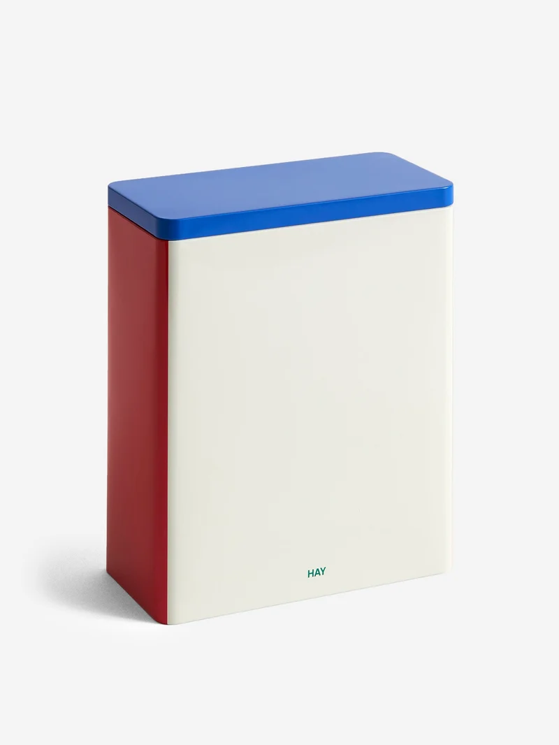 Image of HAY Tin Container X-Large - Off-White, Blue And Red