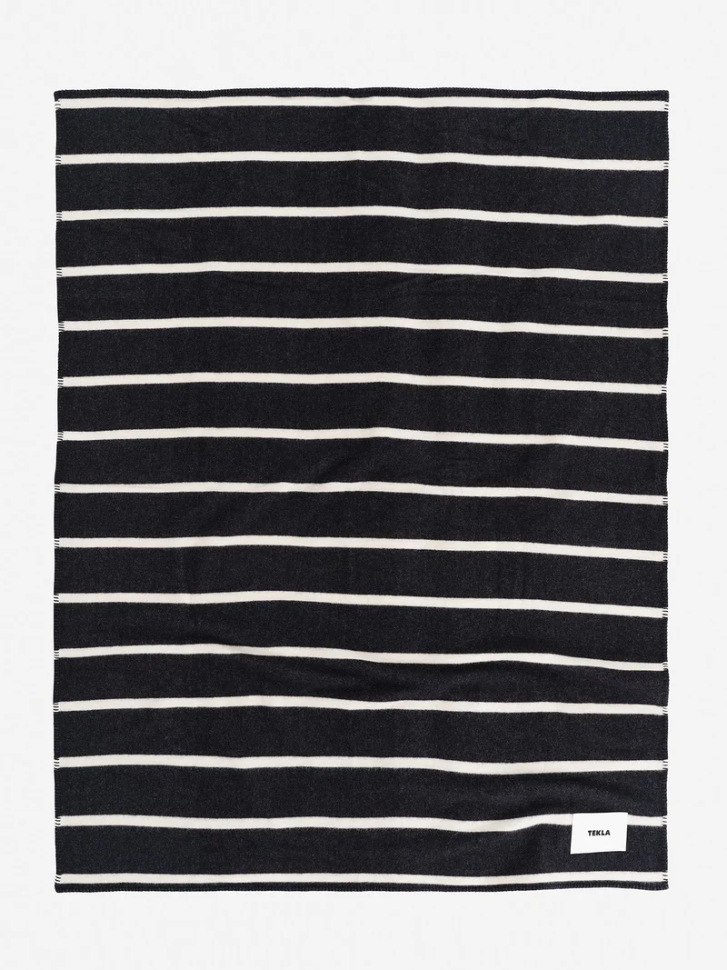 Image of TEKLA Lambswool Blanket - Starling Stripes