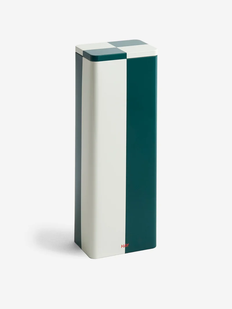 Image of HAY Tin Container Slim - Green And Off-White