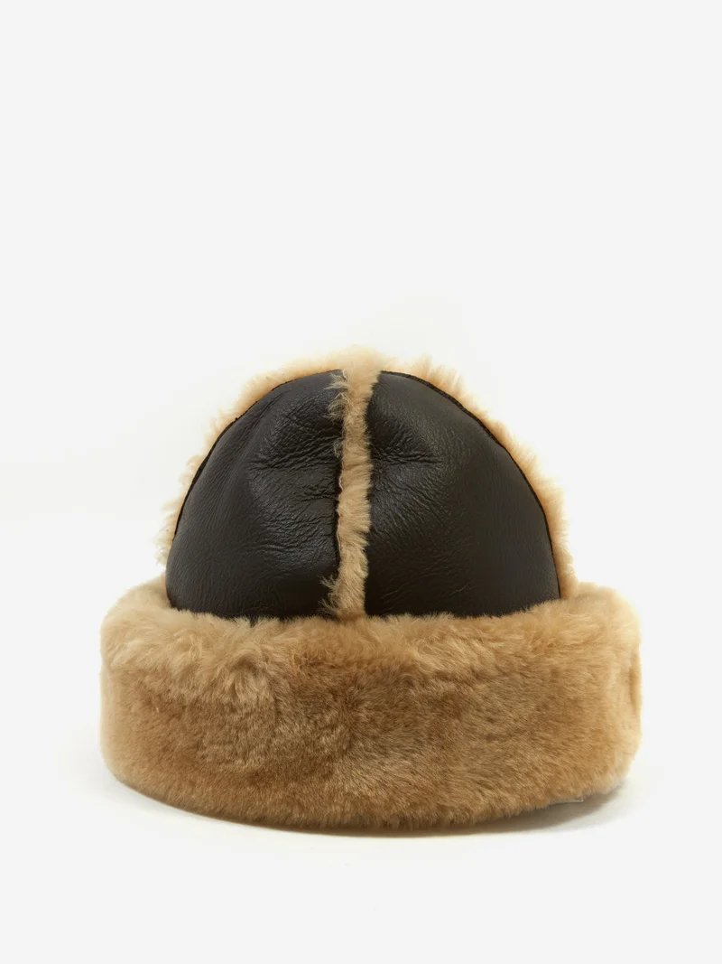 Image of Cawley Leather Back Straight Hair Seam Out Cap - Chocolate/Tan