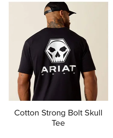 Cotton Strong Bolt Skull Tee in Black