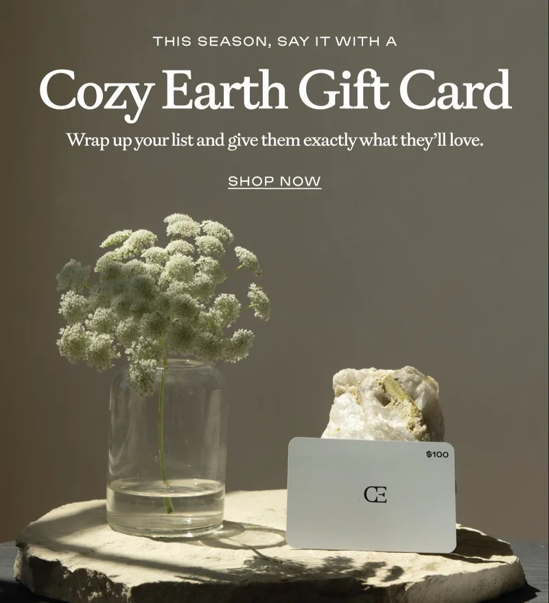 Cozy Earth Gift Cards Available! Shop Now