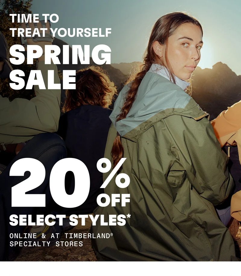 Timb to treat yourself. Spring Sale. 20% off select styles*