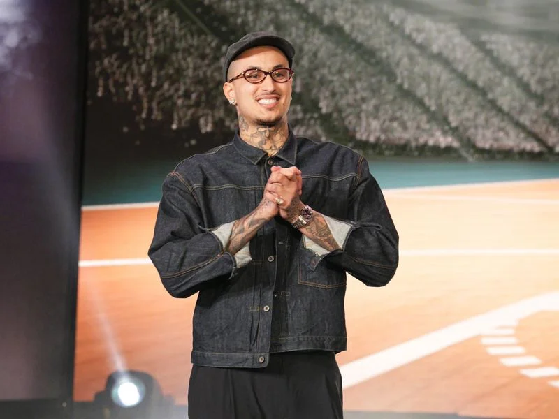 BURBANK, CALIFORNIA -JANUARY 8, 2026: NBA player Kyle Kuzma appears on %22The Jennifer Hudson Show%22 airing January 13, 2026 in Burbank, California. (Photo by Chris Haston/WBTV via Getty Images). Check your local listings for times