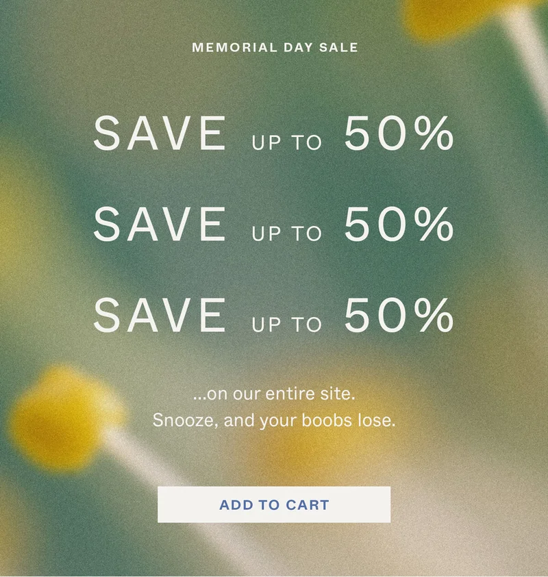 Save up to 50% on our entire site